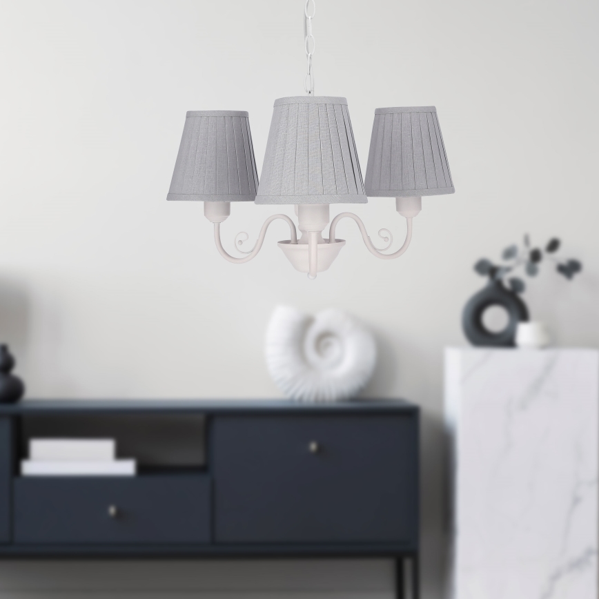Luster na lancu FIREZ 3xE27/40W/230V bela/sivo