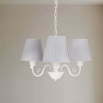 Luster na lancu FIREZ 3xE27/40W/230V bela/sivo