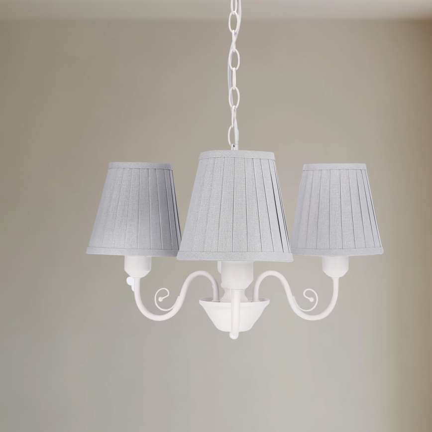 Luster na lancu FIREZ 3xE27/40W/230V bela/sivo