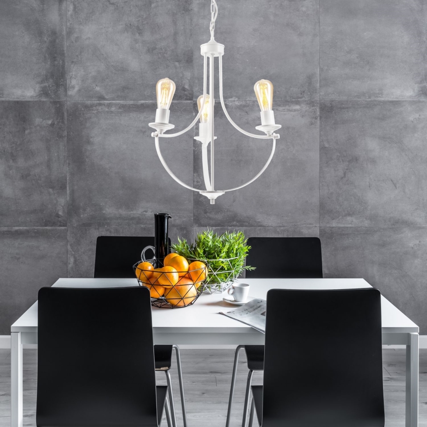 Luster na lancu GINA 3xE27/60W/230V bela