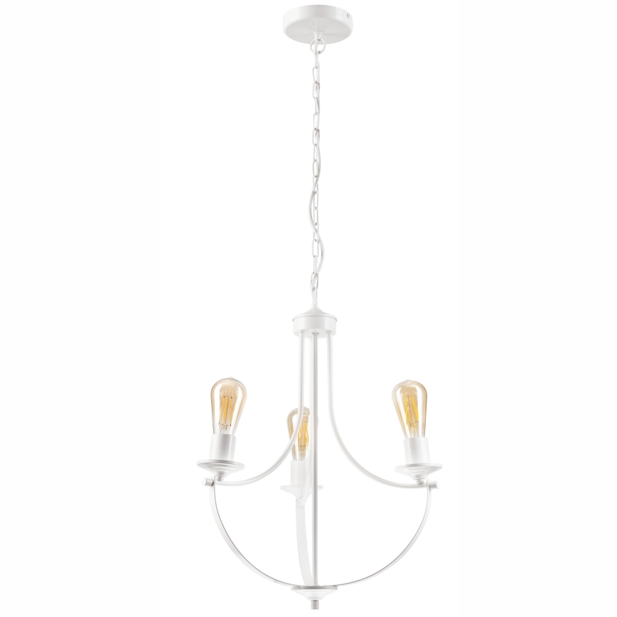 Luster na lancu GINA 3xE27/60W/230V bela