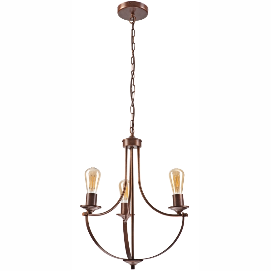 Luster na lancu GINA 3xE27/60W/230V braon