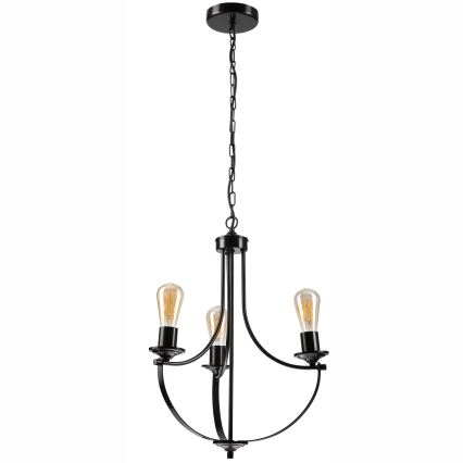 Luster na lancu GINA 3xE27/60W/230V crno