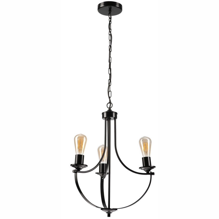 Luster na lancu GINA 3xE27/60W/230V crno