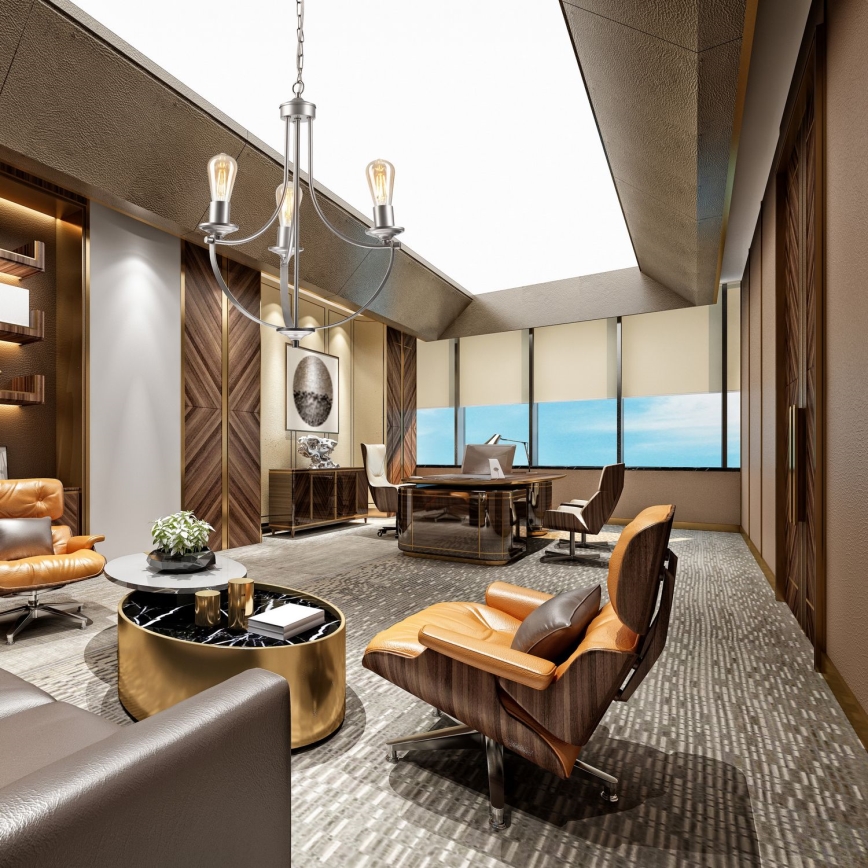 Luster na lancu GINA 3xE27/60W/230V matni hrom