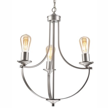 Luster na lancu GINA 3xE27/60W/230V mat krom