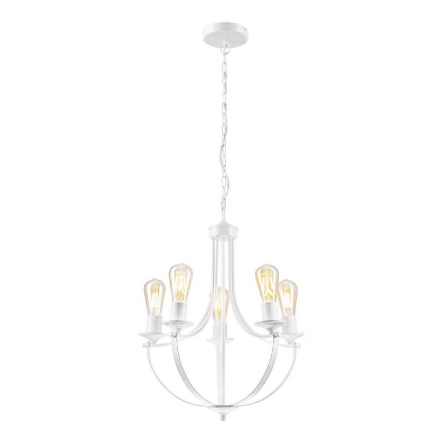 Luster na lancu GINA 5xE27/60W/230V bela