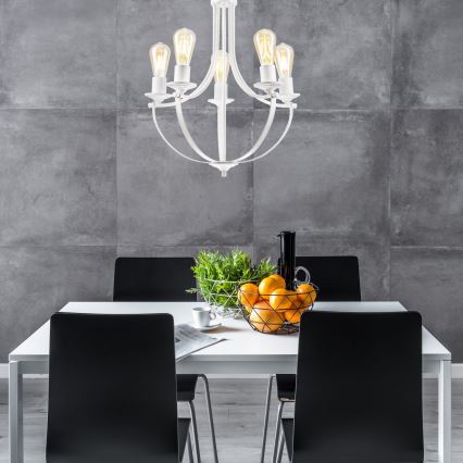 Luster na lancu GINA 5xE27/60W/230V bela