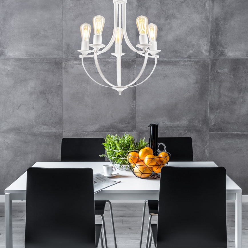 Luster na lancu GINA 5xE27/60W/230V bela