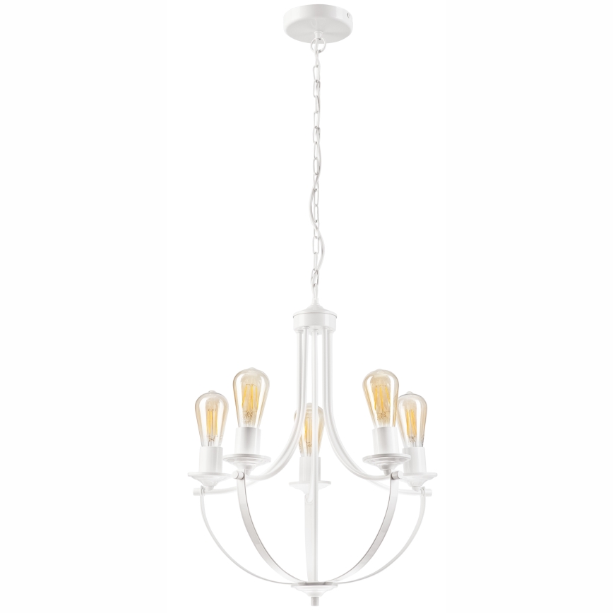 Luster na lancu GINA 5xE27/60W/230V bela