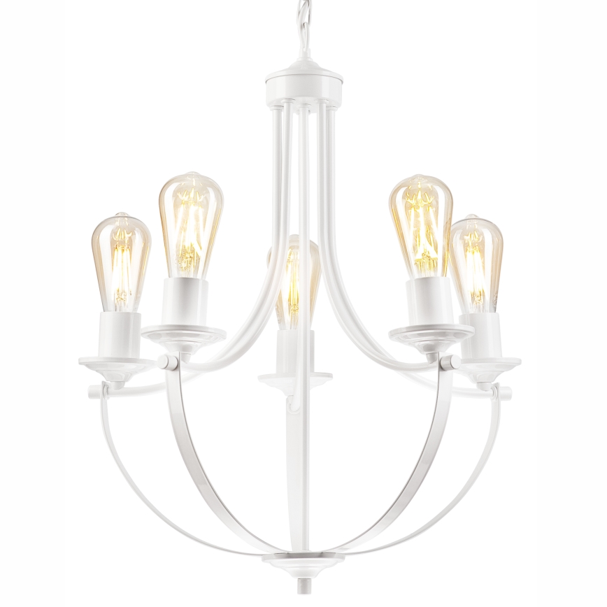 Luster na lancu GINA 5xE27/60W/230V bela