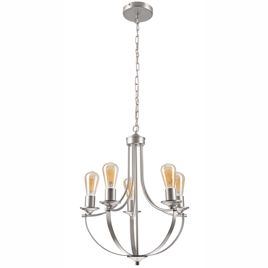 Luster na lancu GINA 5xE27/60W/230V mat krom