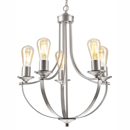 Luster na lancu GINA 5xE27/60W/230V mat krom