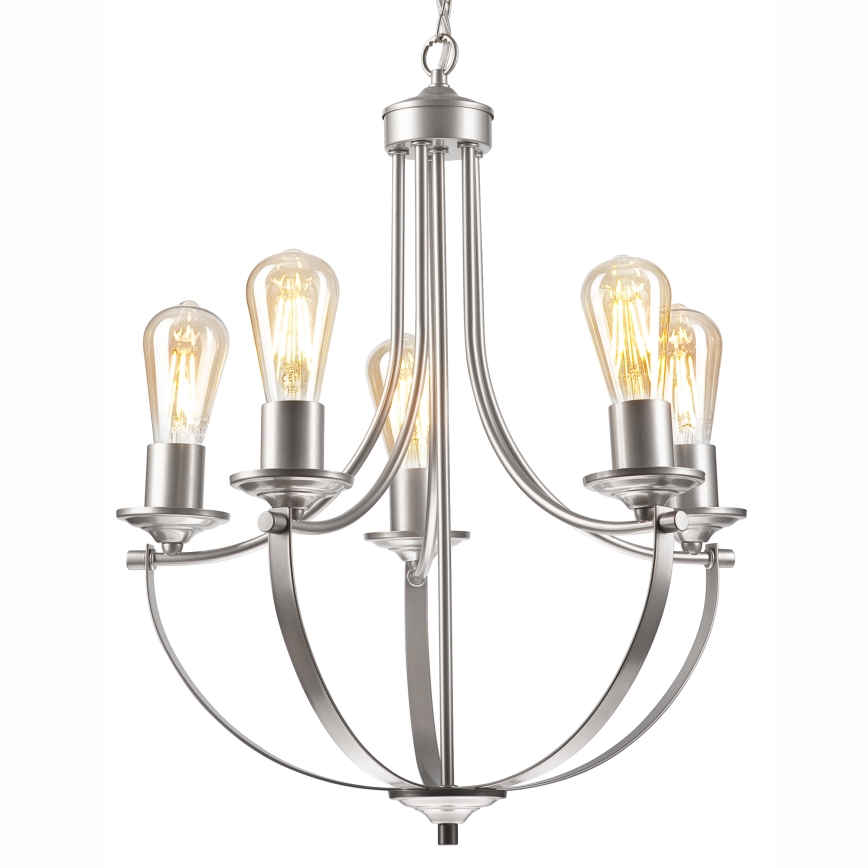 Luster na lancu GINA 5xE27/60W/230V mat krom