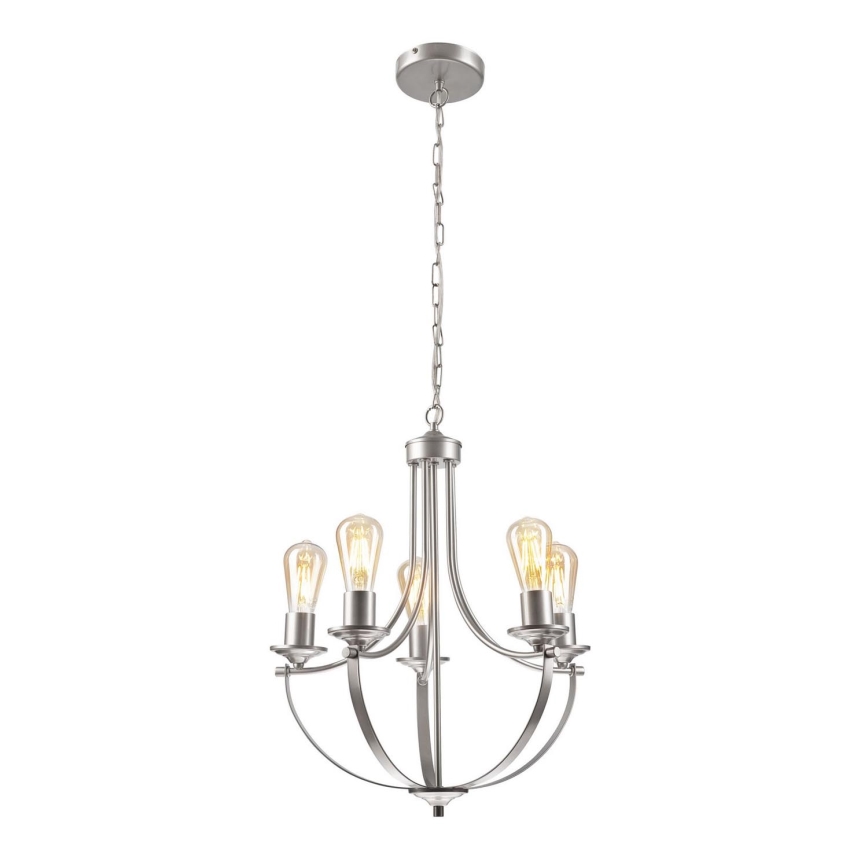 Luster na lancu GINA 5xE27/60W/230V mat krom