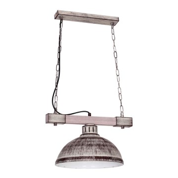 Luster na lancu HAKON 1xE27/60W/230V belo drvo