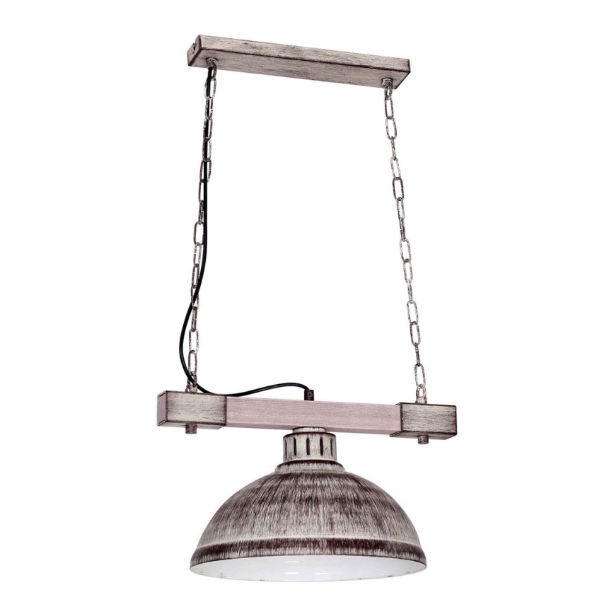 Luster na lancu HAKON 1xE27/60W/230V belo drvo