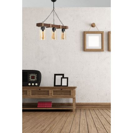 Luster na lancu JASMIN 3xE27/40W/230V smeđa/bež