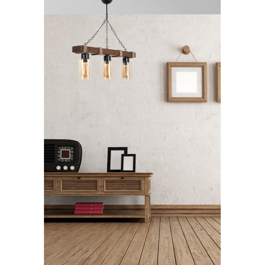 Luster na lancu JASMIN 3xE27/40W/230V smeđa/bež