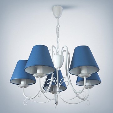 Luster na lancu LILLIAN 5xE14/40W/230V tamno plavi
