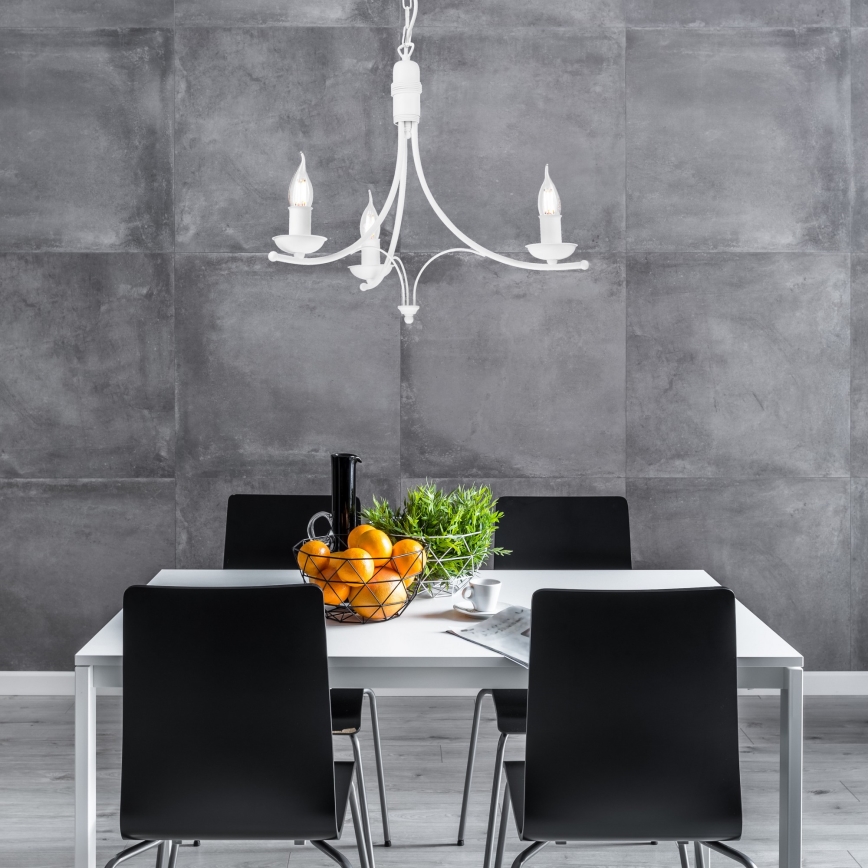 Luster na lancu LUCY 3xE14/60W/230V bela