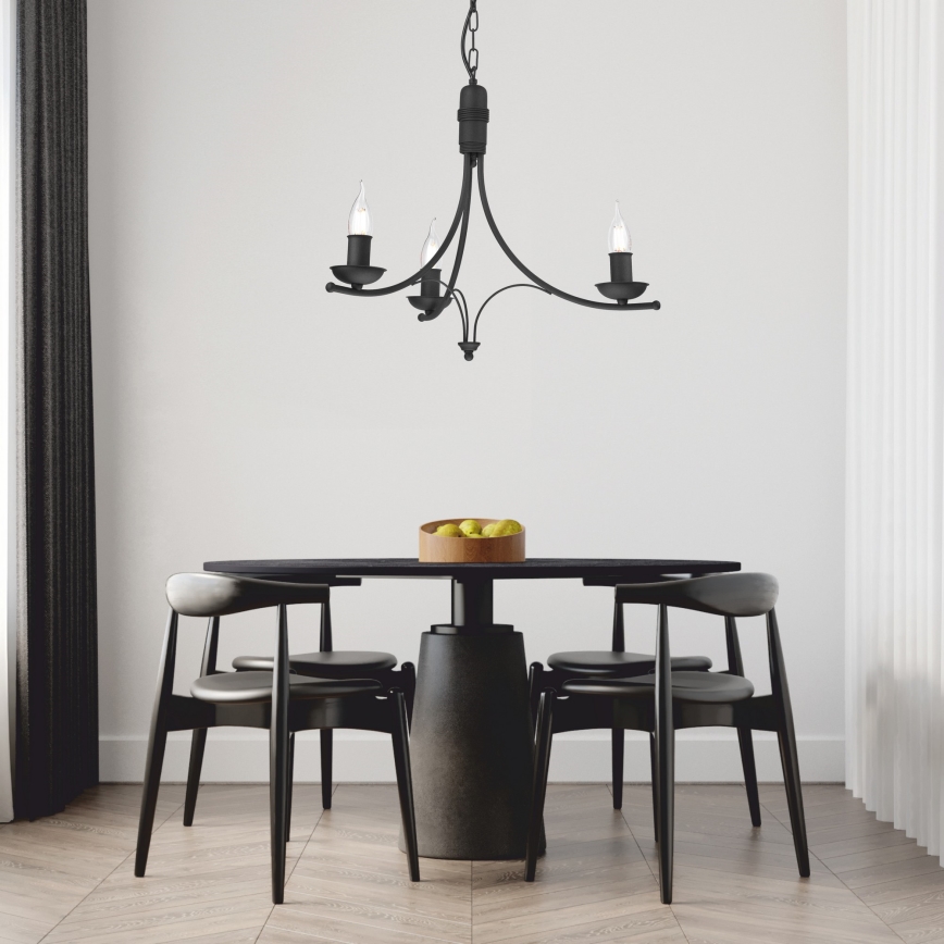 Luster na lancu LUCY 3xE14/60W/230V crna