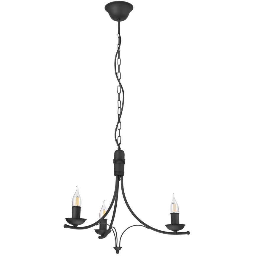 Luster na lancu LUCY 3xE14/60W/230V crno