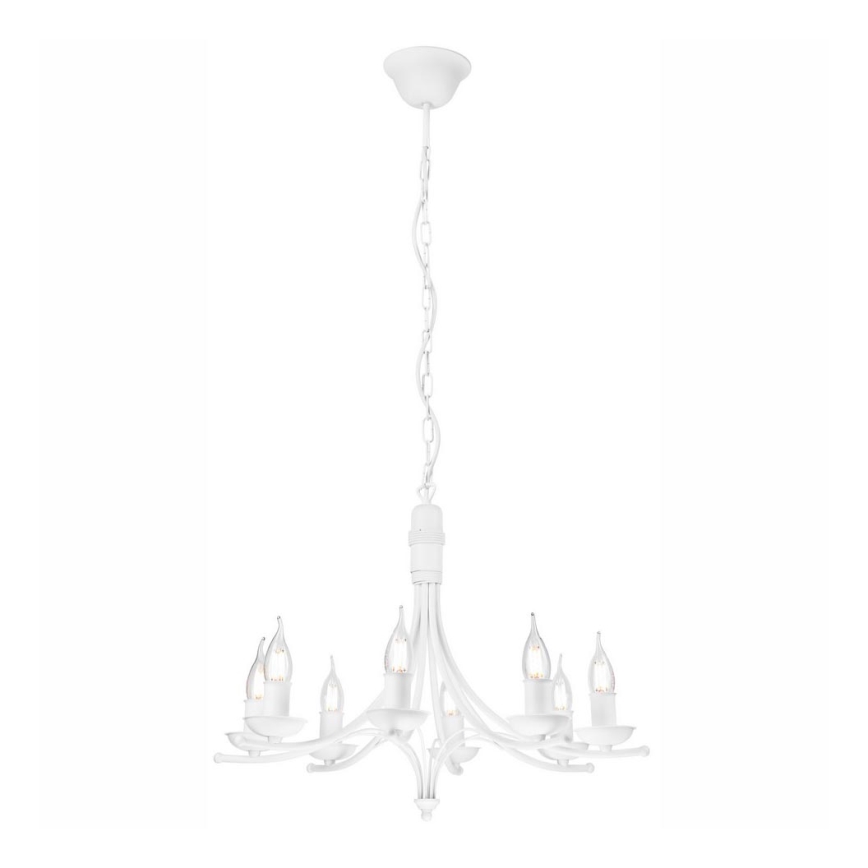 Luster na lancu LUCY 8xE14/60W/230V bela