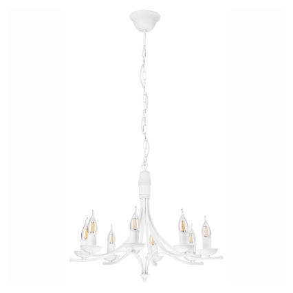 Luster na lancu LUCY 8xE14/60W/230V bela
