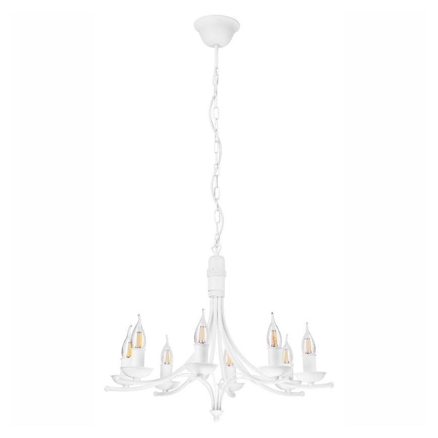 Luster na lancu LUCY 8xE14/60W/230V bela