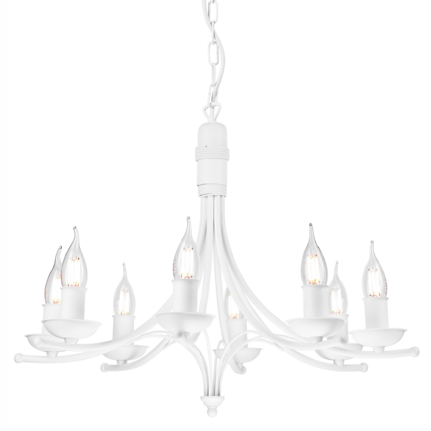Luster na lancu LUCY 8xE14/60W/230V bela