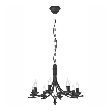 Luster na lancu LUCY 8xE14/60W/230V crno