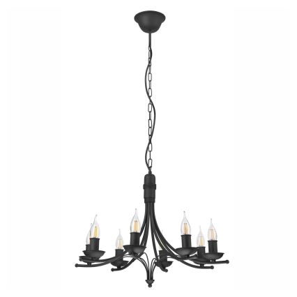 Luster na lancu LUCY 8xE14/60W/230V crno