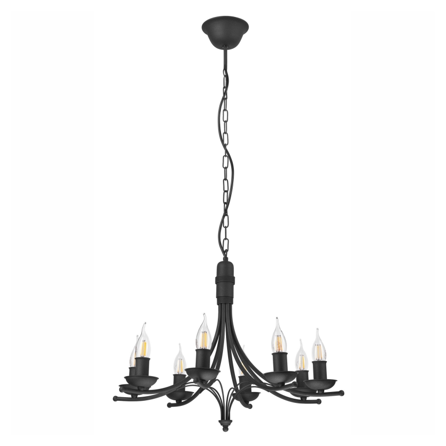 Luster na lancu LUCY 8xE14/60W/230V crno