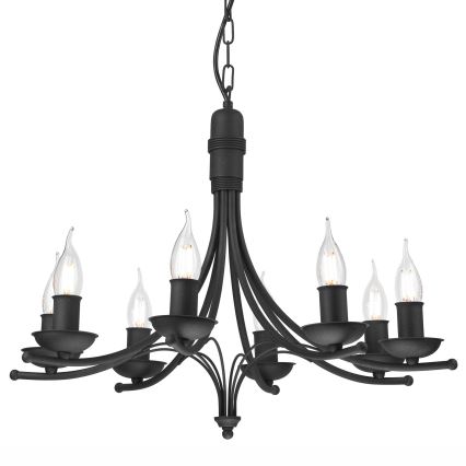 Luster na lancu LUCY 8xE14/60W/230V crno