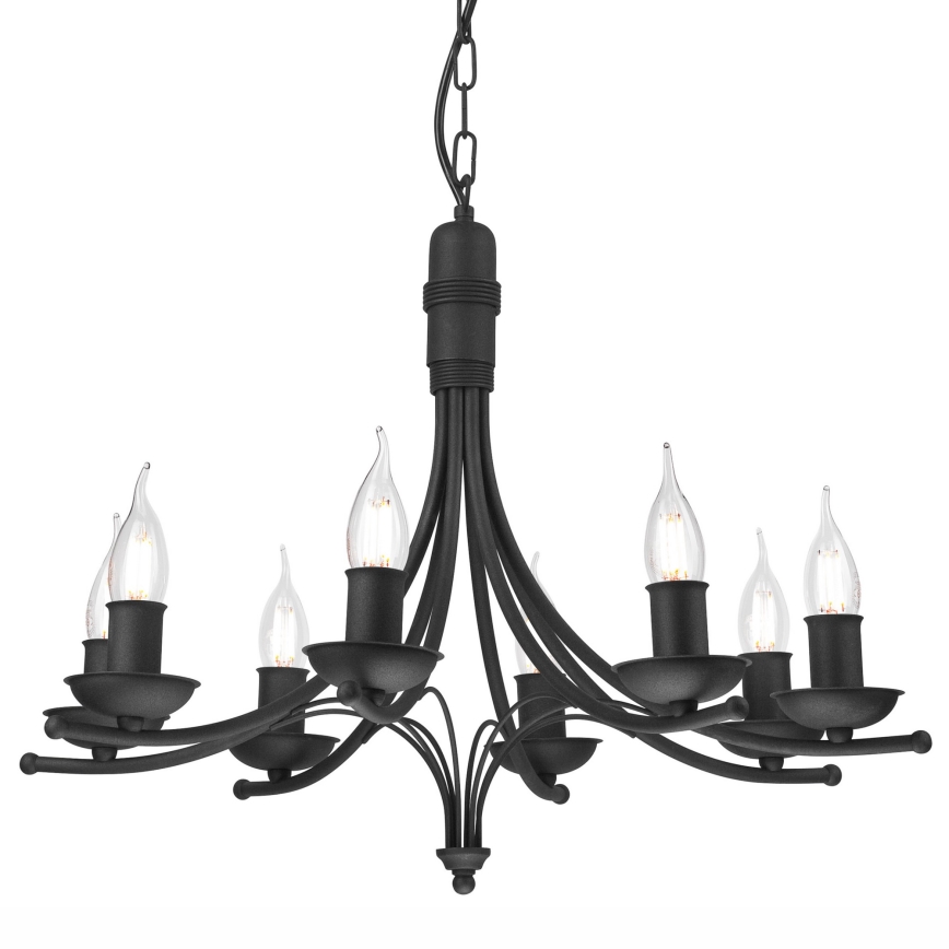 Luster na lancu LUCY 8xE14/60W/230V crno