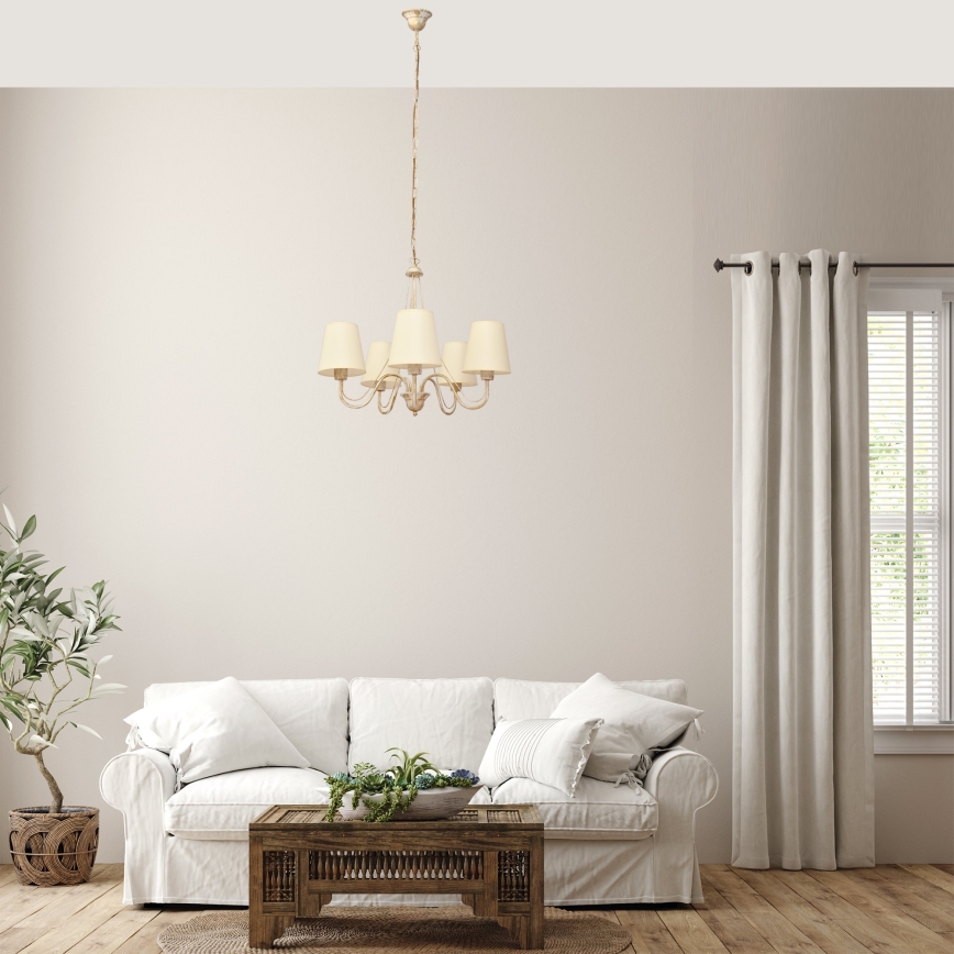 Luster na lancu MALBO 5xE27/15W/230V bež