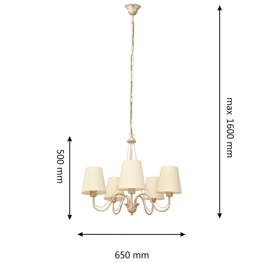 Luster na lancu MALBO 5xE27/15W/230V bež