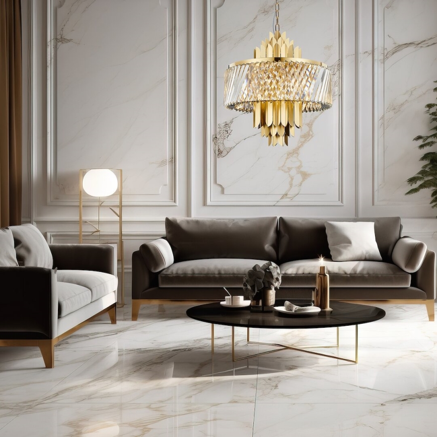 Luster na lancu MARGOT 9xE14/40W/230V pr. 55 cm zlatna