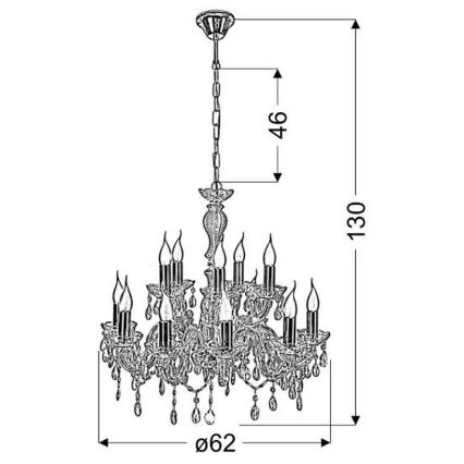 Luster na lancu MARIA TERESA 12xE14/40W/230V