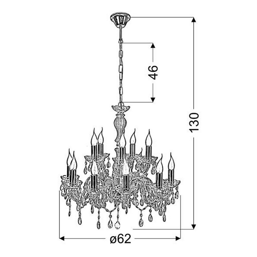 Luster na lancu MARIA TERESA 12xE14/40W/230V
