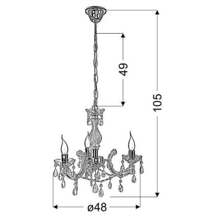 Luster na lancu MARIA TERESA 3xE14/40W/230V