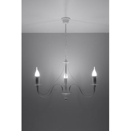 Luster na lancu MINERWA 3 3xE14/40W/230V bela