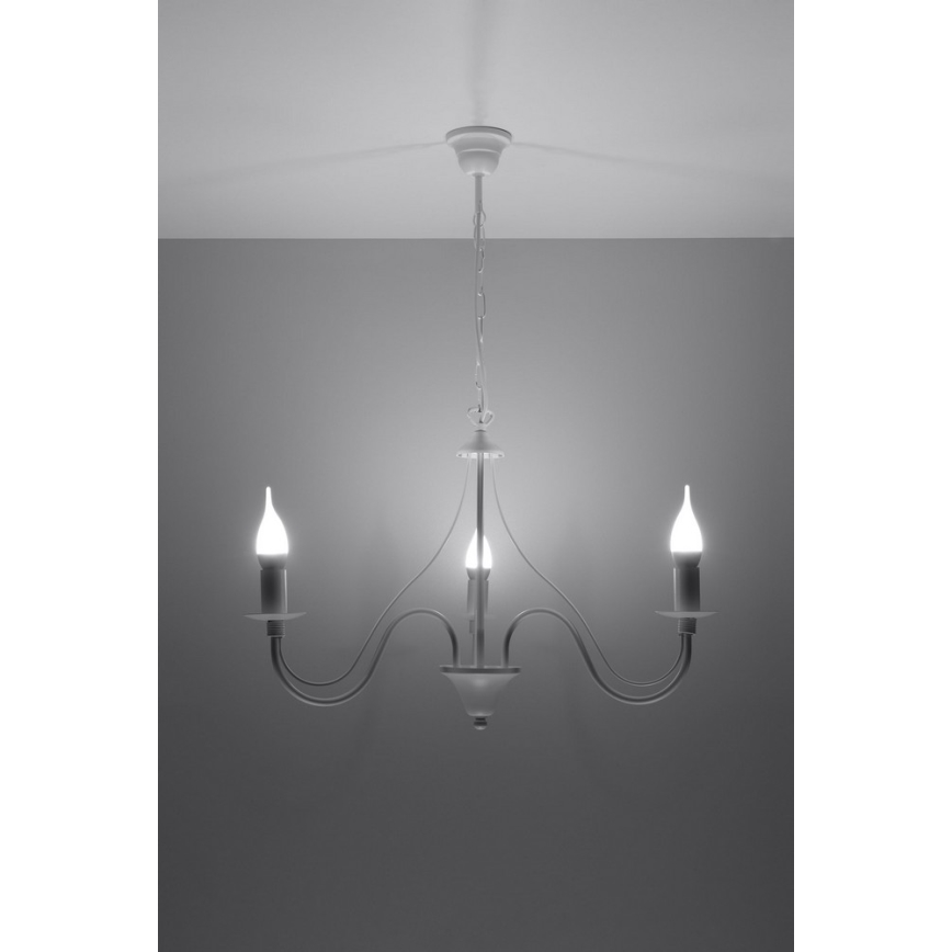 Luster na lancu MINERWA 3 3xE14/40W/230V bela