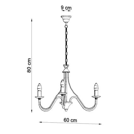 Luster na lancu MINERWA 3 3xE14/40W/230V bela