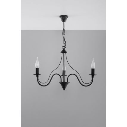 Luster na lancu MINERWA 3 3xE14/40W/230V crno