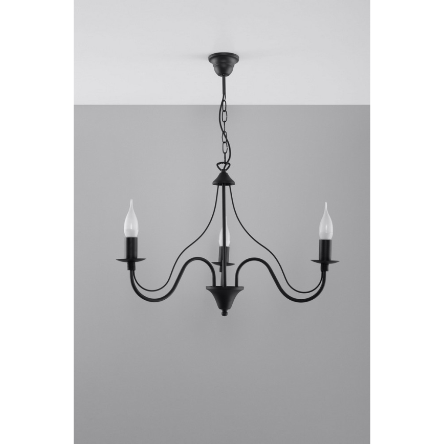 Luster na lancu MINERWA 3 3xE14/40W/230V crno