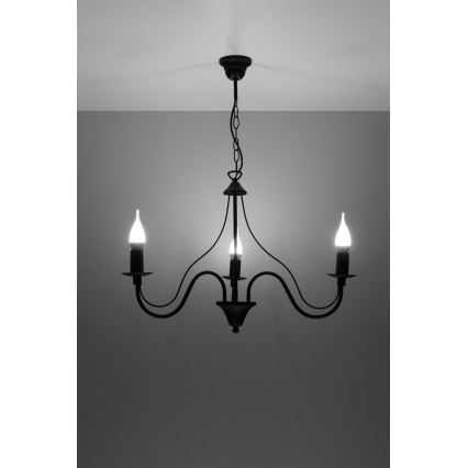 Luster na lancu MINERWA 3 3xE14/40W/230V crno