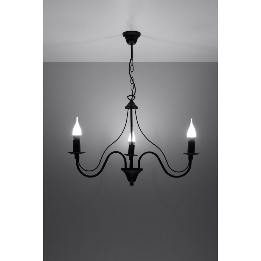 Luster na lancu MINERWA 3 3xE14/40W/230V crno