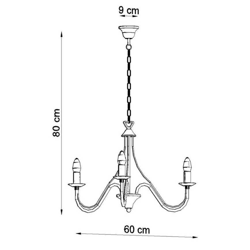 Luster na lancu MINERWA 3 3xE14/40W/230V crno